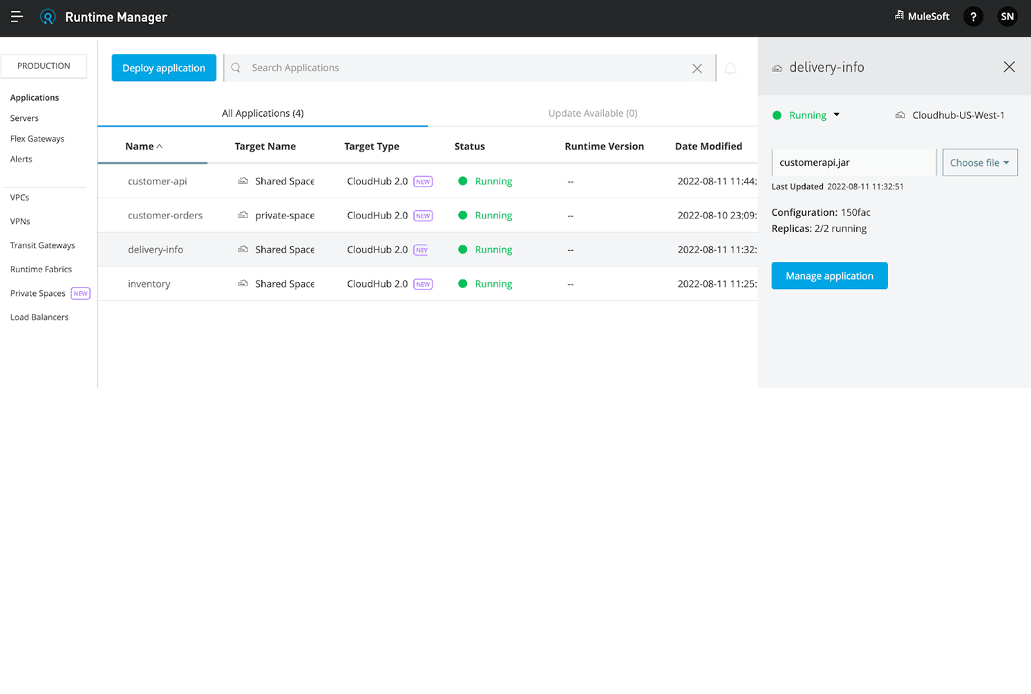 CloudHub 2.0 process showing how to improve application performance and scale quickly with new lightweight container-based isolation.