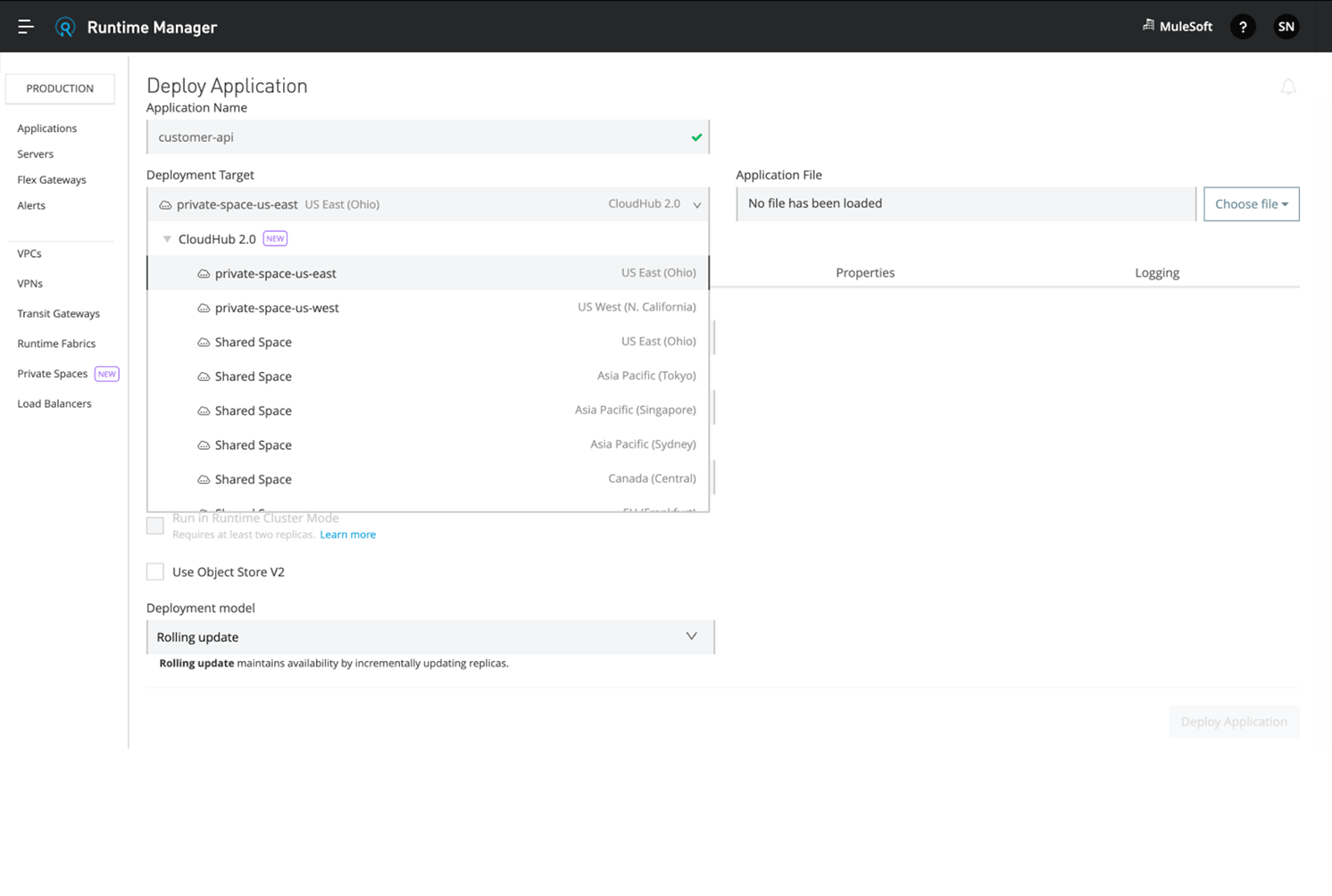 CloudHub 2.0 Quickly set up environments. Simplified configuration for Private Spaces and network