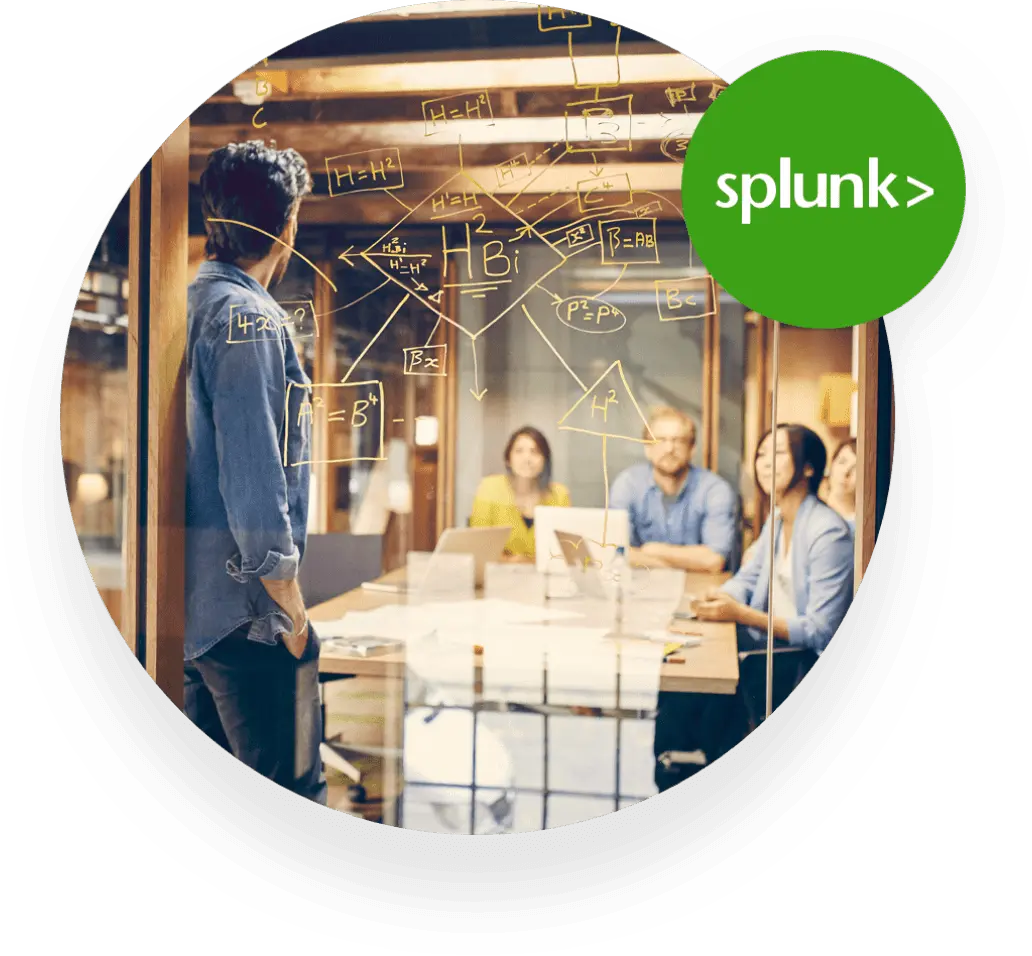 ミーティングでアイデアを出しあっているSplunk社員