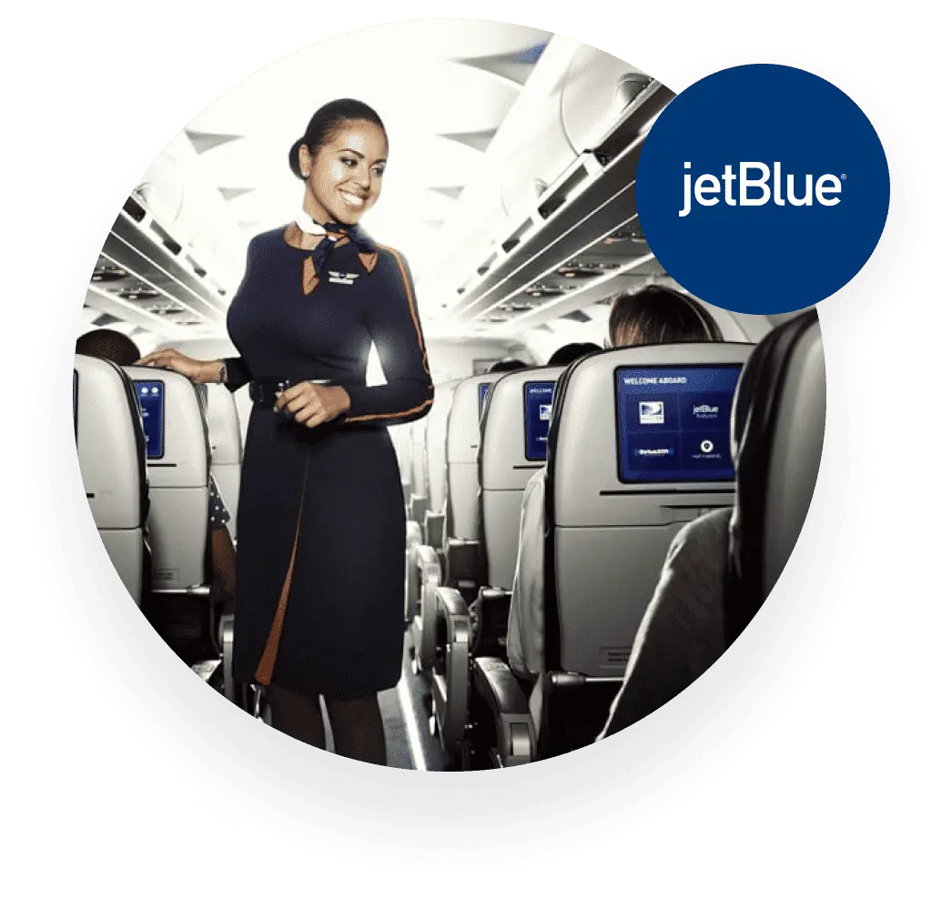 フライト中のjetBlue機内の客室乗務員