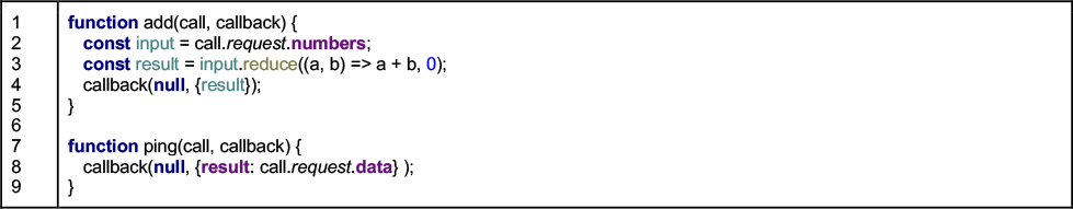 Listing 3: A request/response calls the SimpleService gRPC API