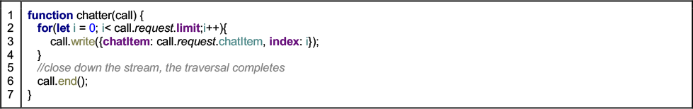 Listing 4: Streaming limited data back to a client using a terminating stream.