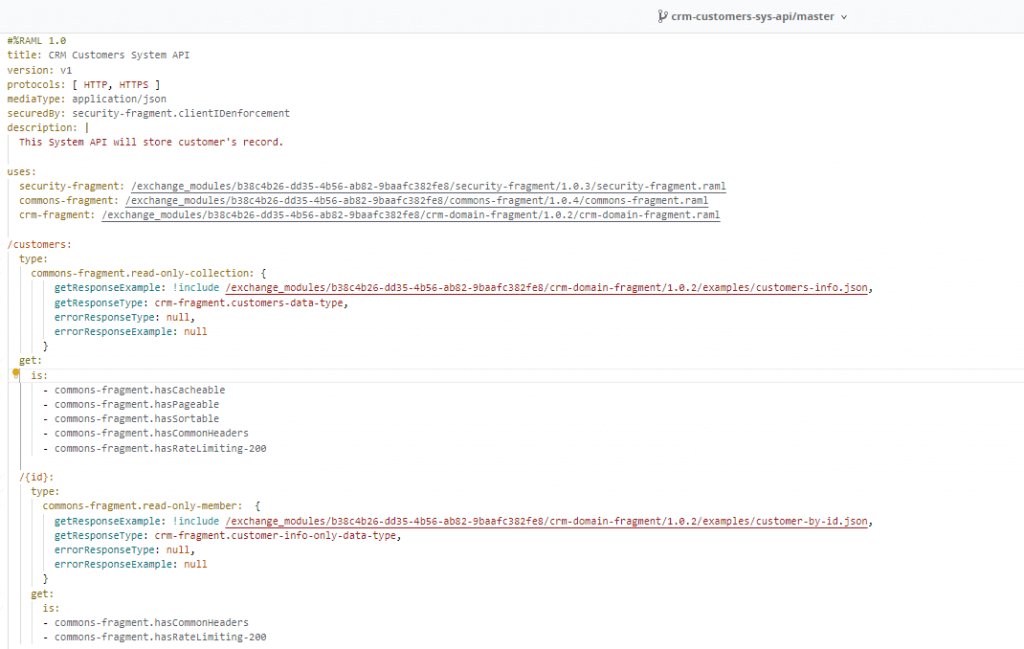 Screenshot of RAML fragment files organized by two sections: collection and member. Within each section, files are organized based on the method or action.