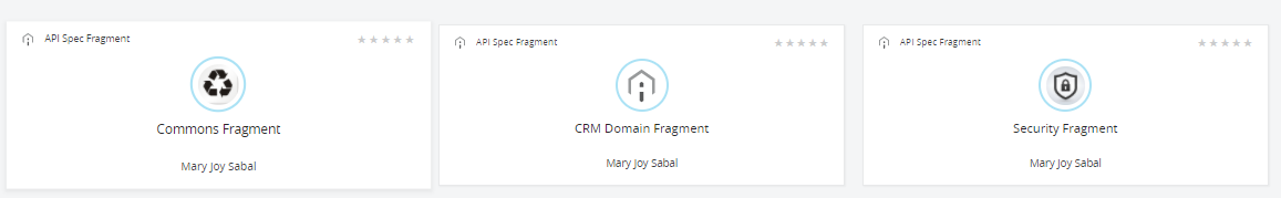 Screenshot of Commons, CRM Domain, and Security API Specification Fragments.