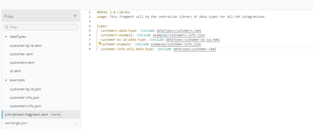 Screenshot of a centralized library of data types for all CRM integrations (CRM as a back-end service).