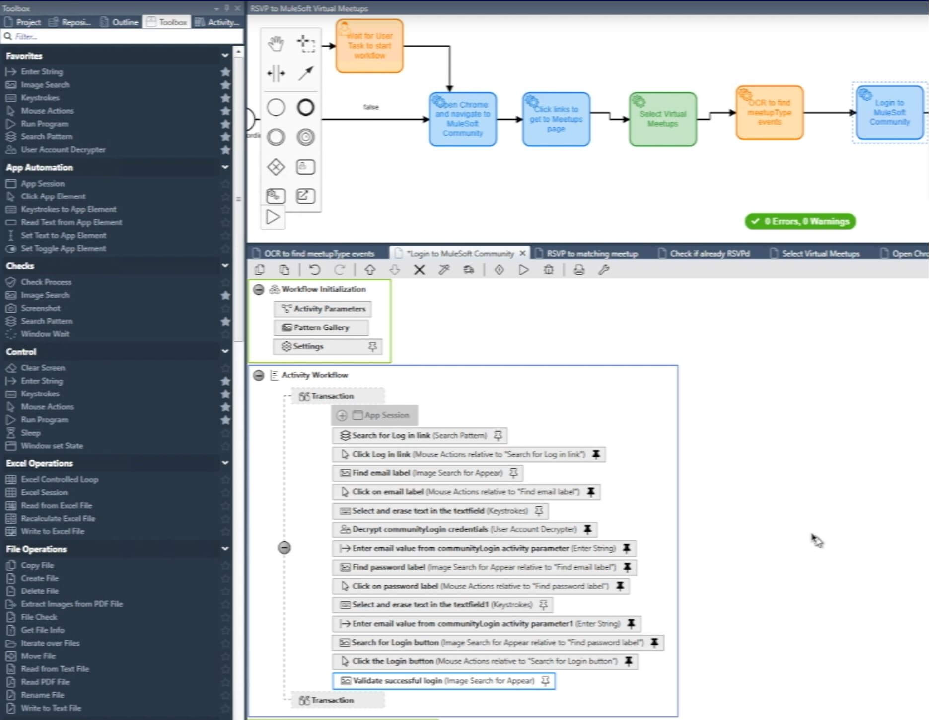 An image showing the end of the building process in RPA Builder.